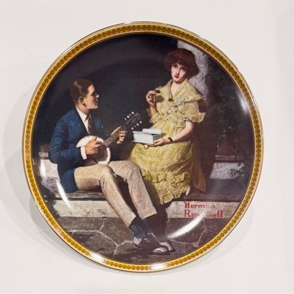 Norman Rockwell Limited Edition Collector Plate- “Pondering on the Porch”